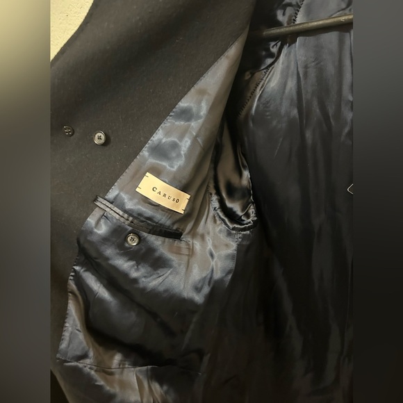 Caruso Black Wool Coat VM5010 - Picture 13 of 16